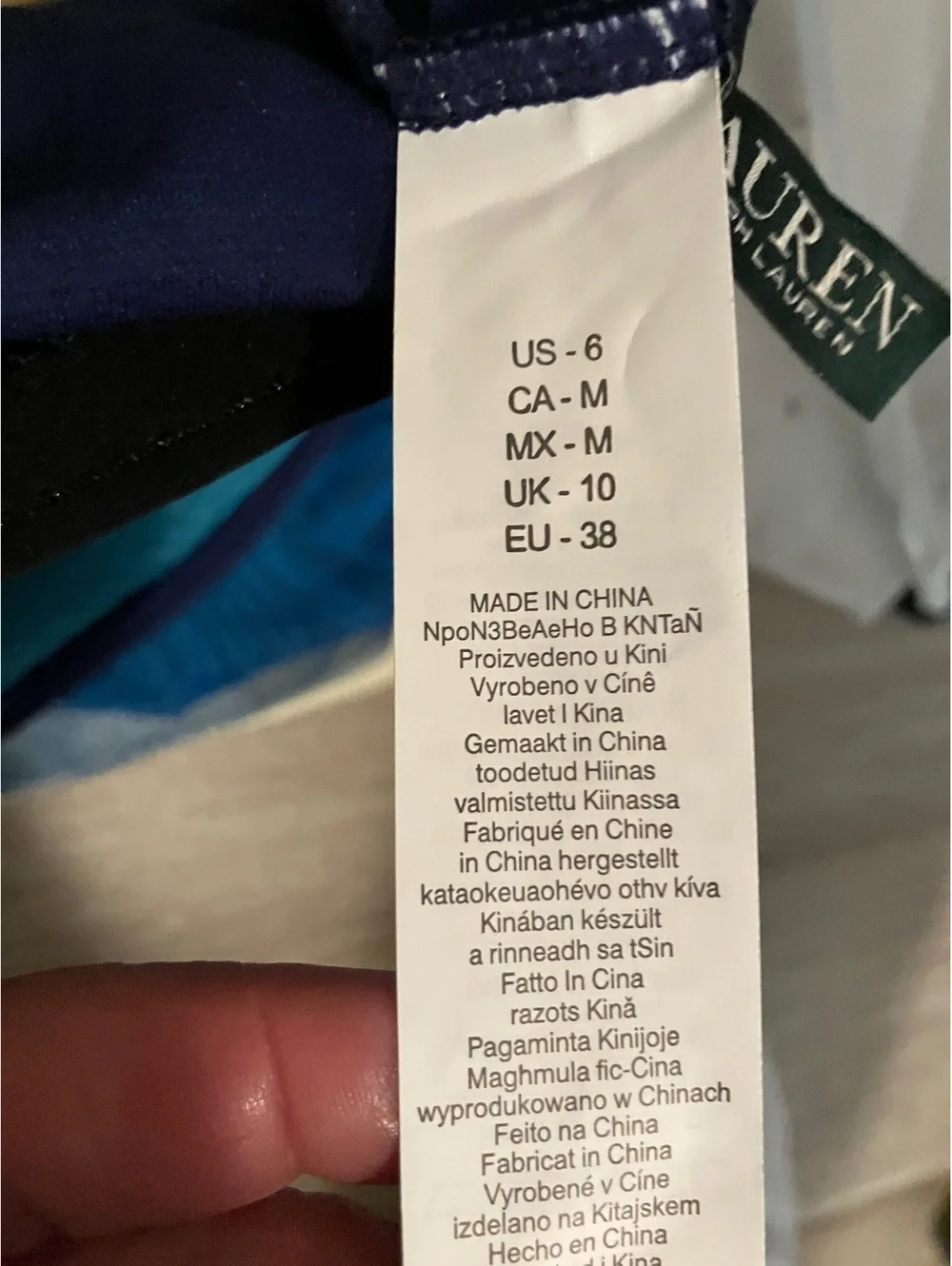NWT Lauren Ralph Lauren Blue Ombre Tankini Swimsuit Top Size M